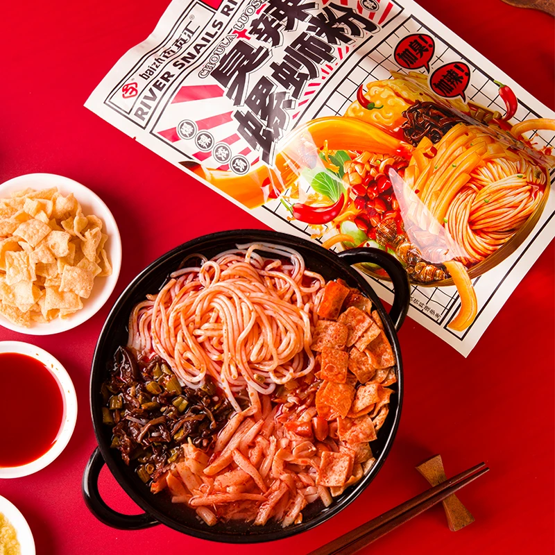 【百真汇】臭辣螺蛳粉加辣加臭加量柳州螺丝粉丝特产小吃400g/袋