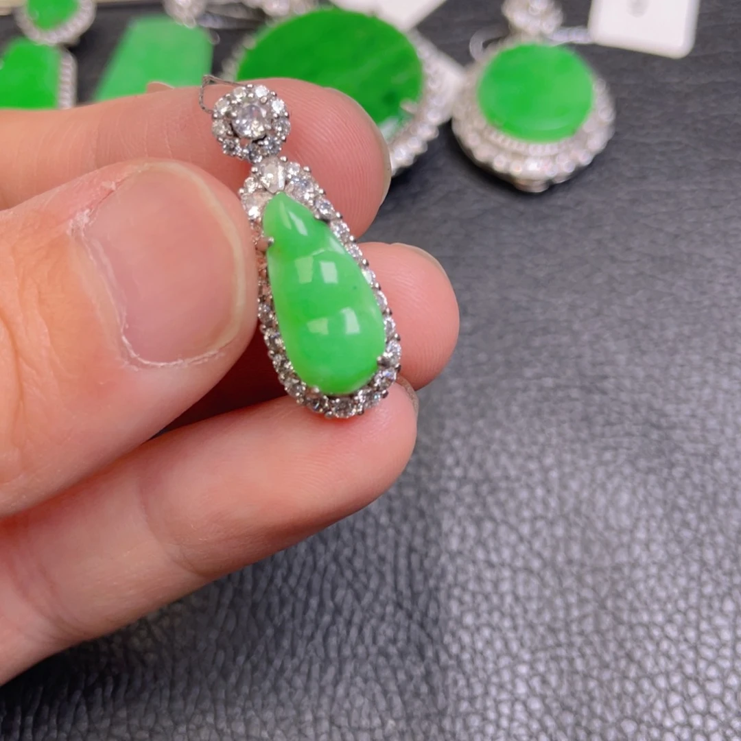 翡翠吊坠(不含链)银S925镶嵌