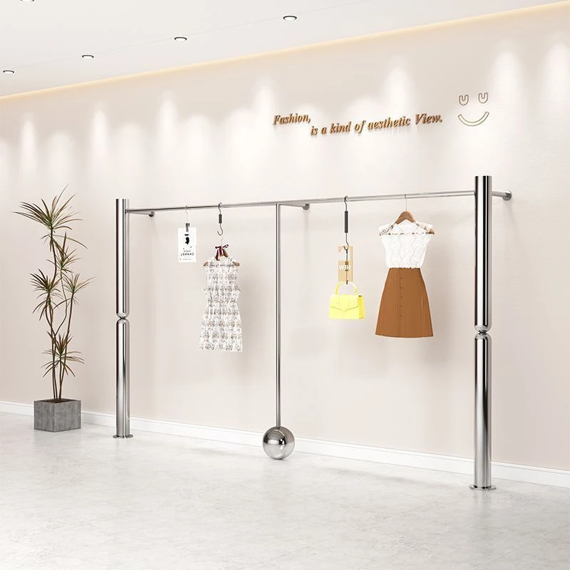 轻奢服装店陈列架上墙时尚防锈童装现代货架产品店铺落地展示架