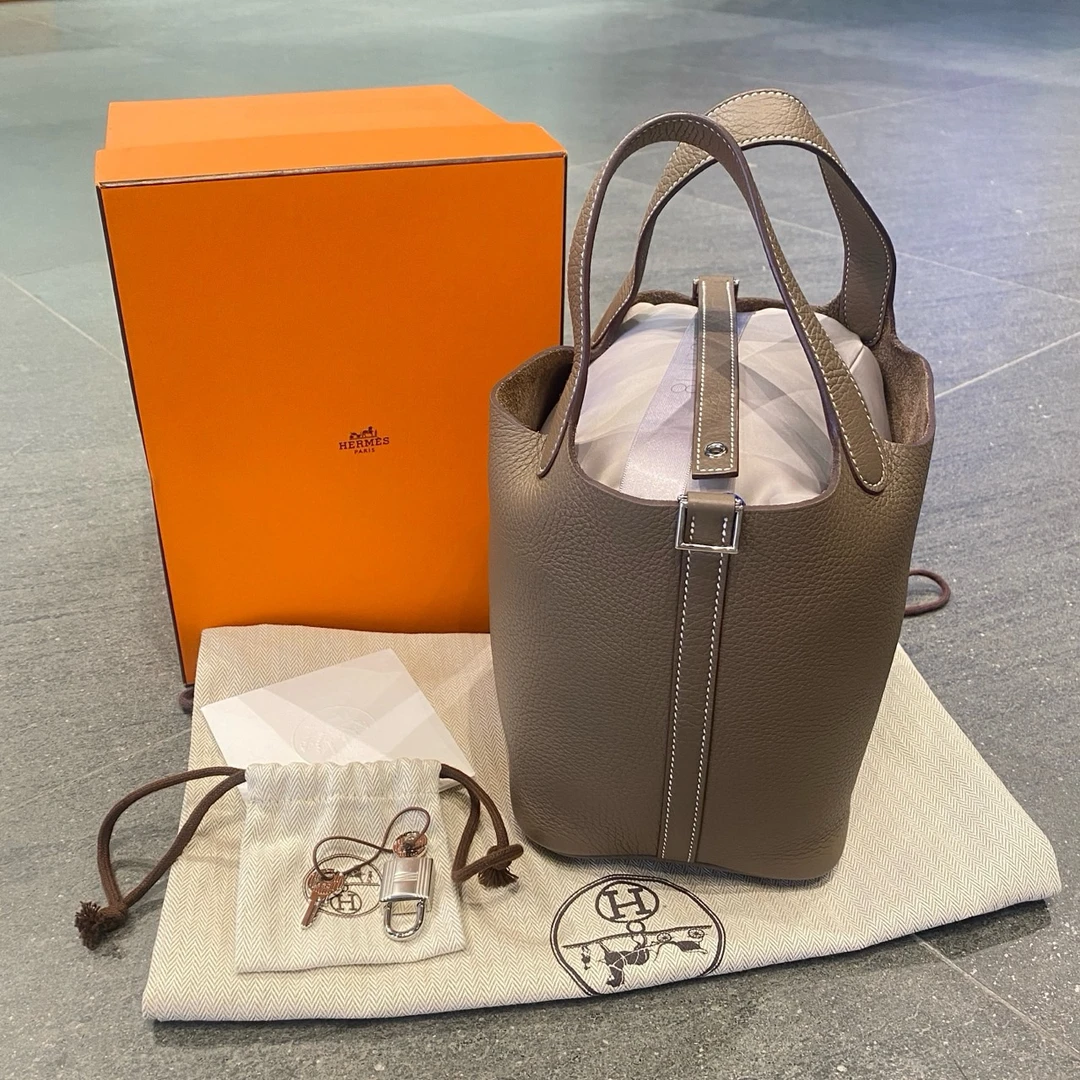 全新未使用 Hermes/爱马仕 B刻大象灰 菜篮子18 手提包