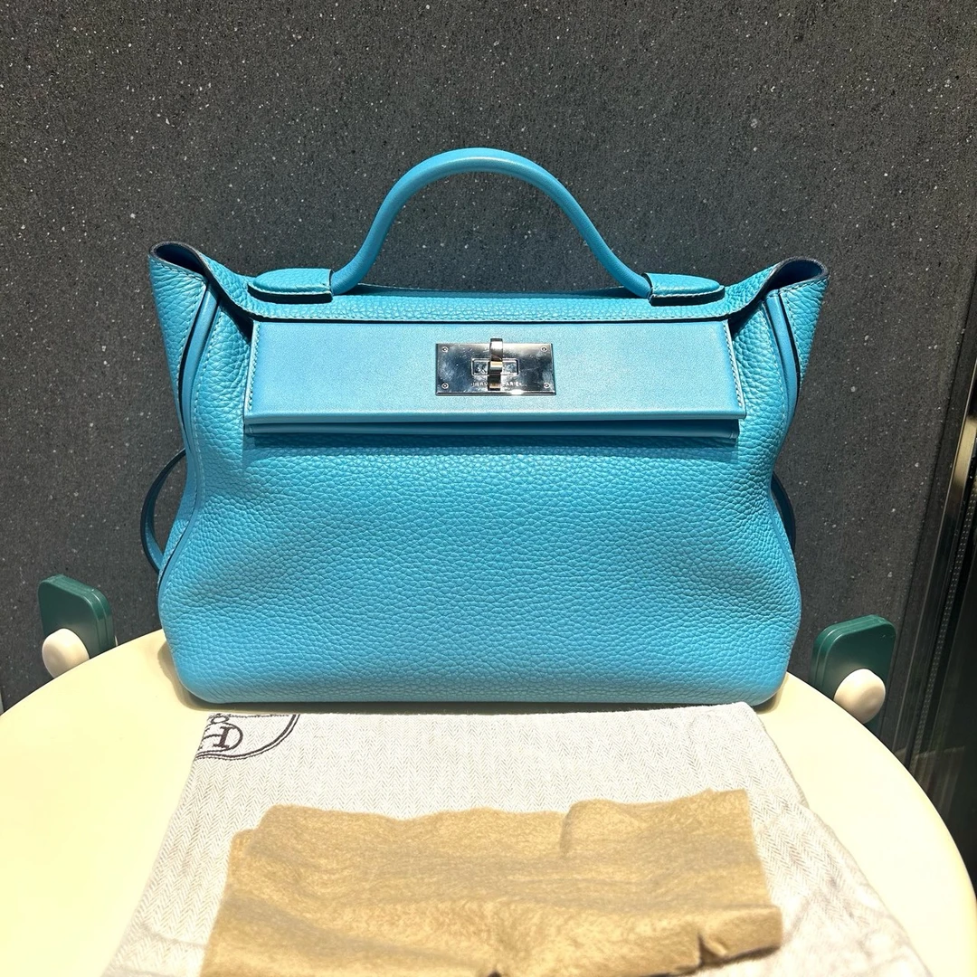 99新 Hermes/爱马仕 2424北方蓝 手提单肩包