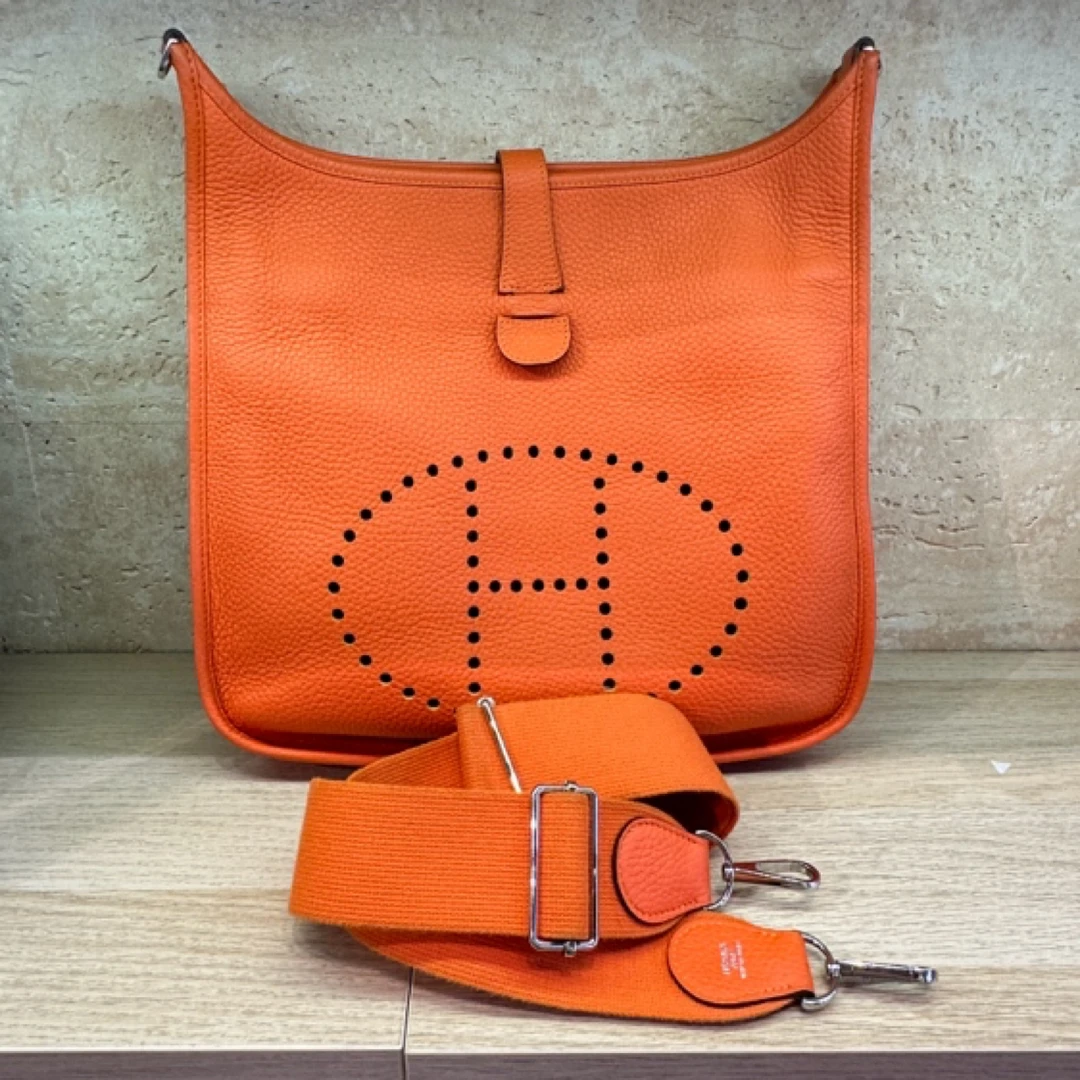 99新 Hermes/爱马仕 爱马仕Evelyne33橙斜挎包