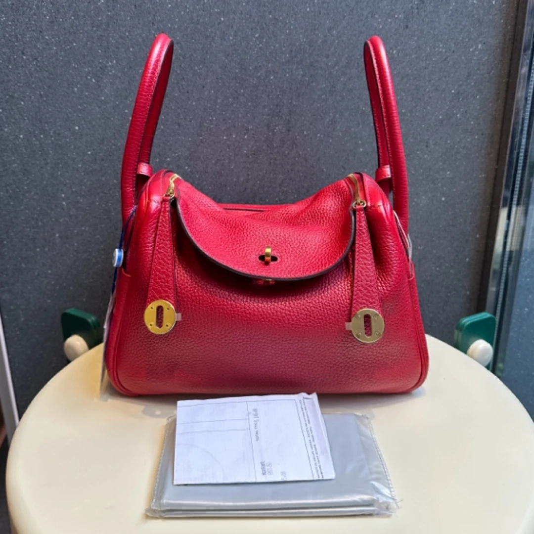 95新 Hermes/爱马仕 LINDY 26 单肩包 红金A刻