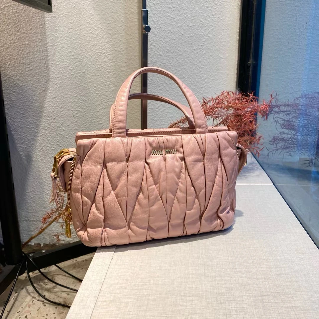 95新 MIU MIU/缪缪 粉色手提包 无肩带