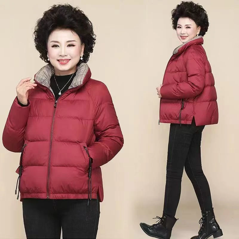新款冬季中老年短款棉服外套洋气妈妈装羽绒棉服四五十岁女装