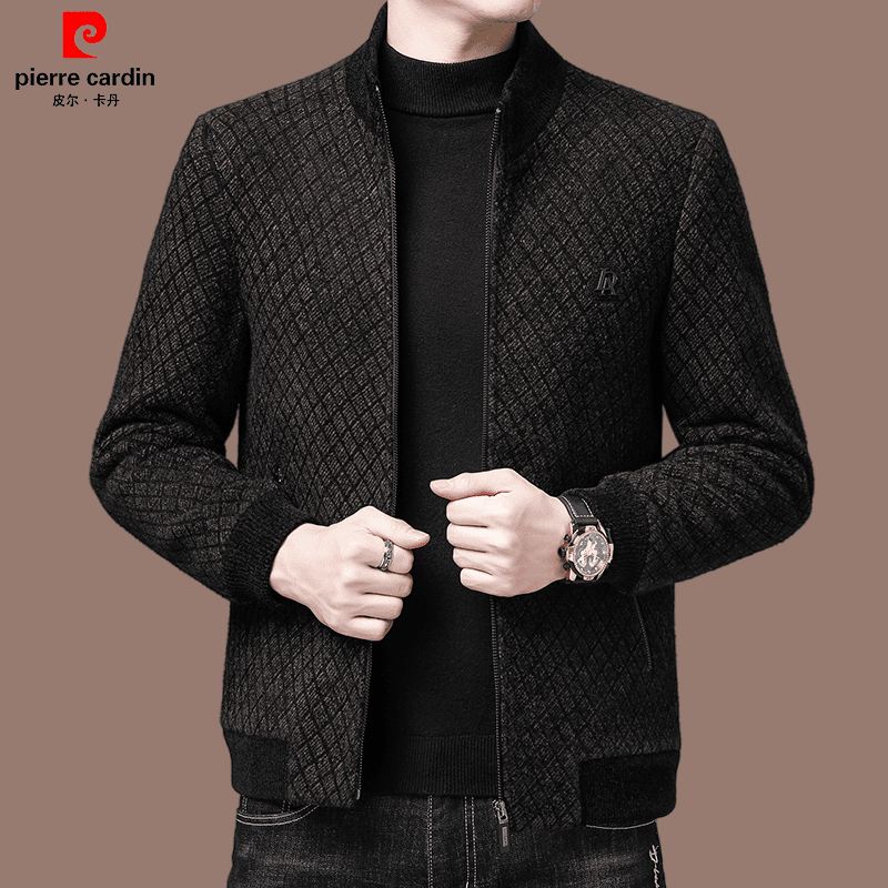 【皮尔卡丹】国际大牌轻奢高档毛呢羊毛中年男士外套夹克秋冬季立领