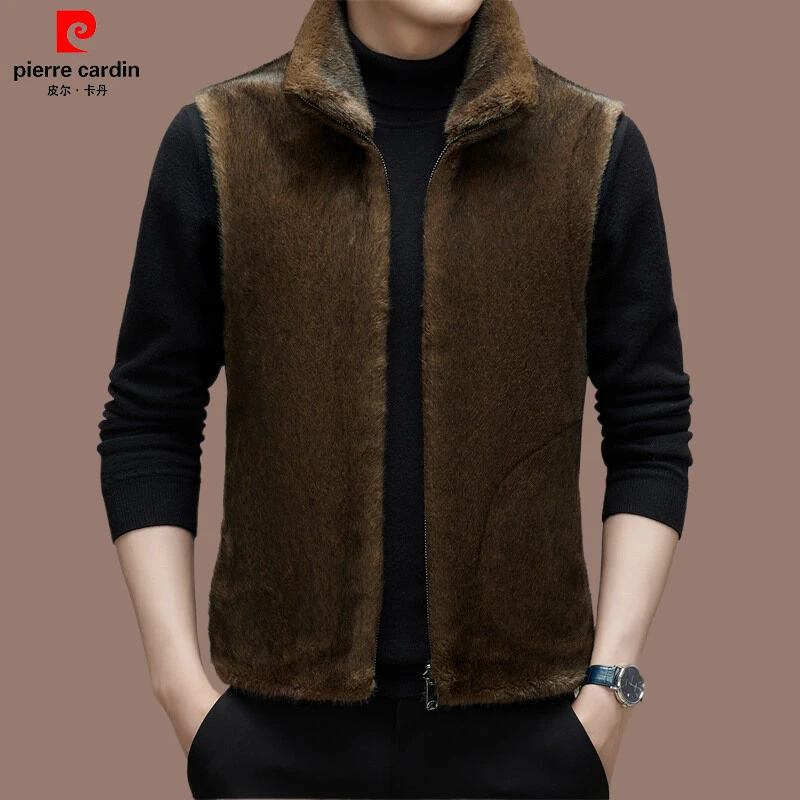 【皮尔卡丹】男士高档轻奢皮毛一体马甲双面穿时尚休闲背心冬季保暖