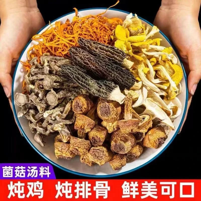 古田七彩菌汤包茶树菇羊肚菌鹿茸菇食用菌干云南小蘑菇云南特产