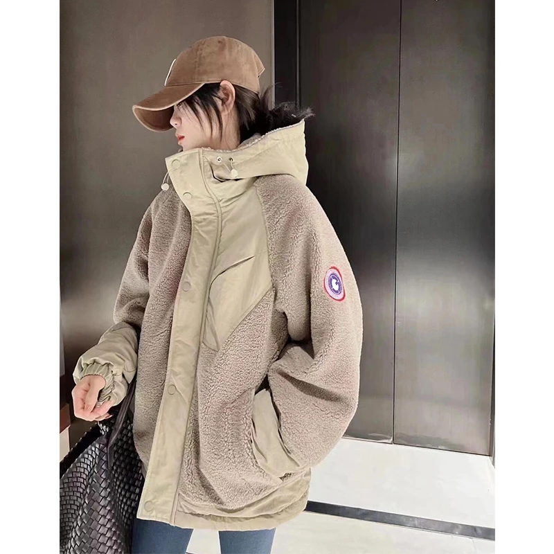 临典潮牌驼杏色毛绒外套女2025秋冬新爆款高级感情侣加厚保暖棉服