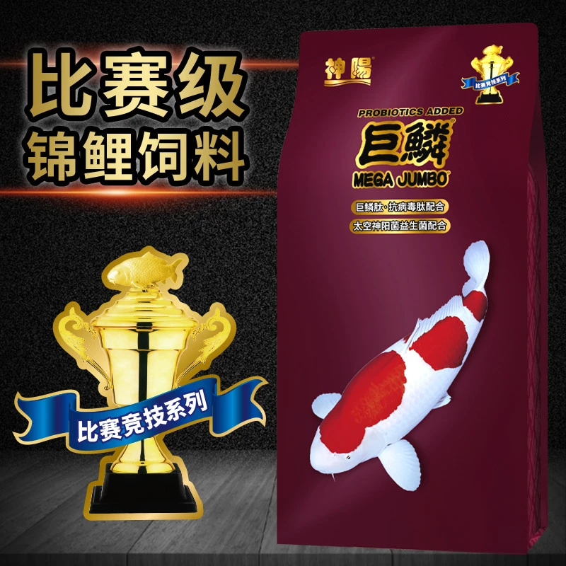神阳巨鳞颗粒艳红锦鲤饲料比赛级鱼食观赏鱼增色亮绯喂食专用