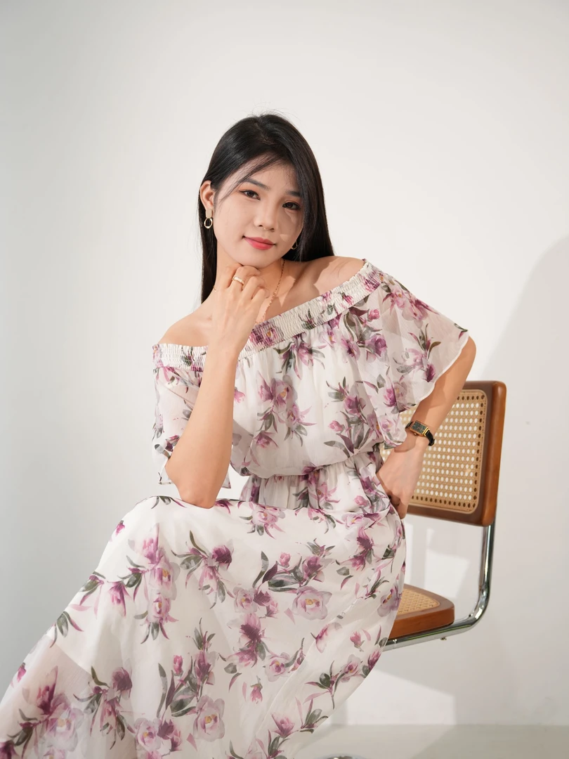 011-020夏季长款连衣裙碎花显瘦气质洋气时尚辣妈韩版泡泡袖收腰
