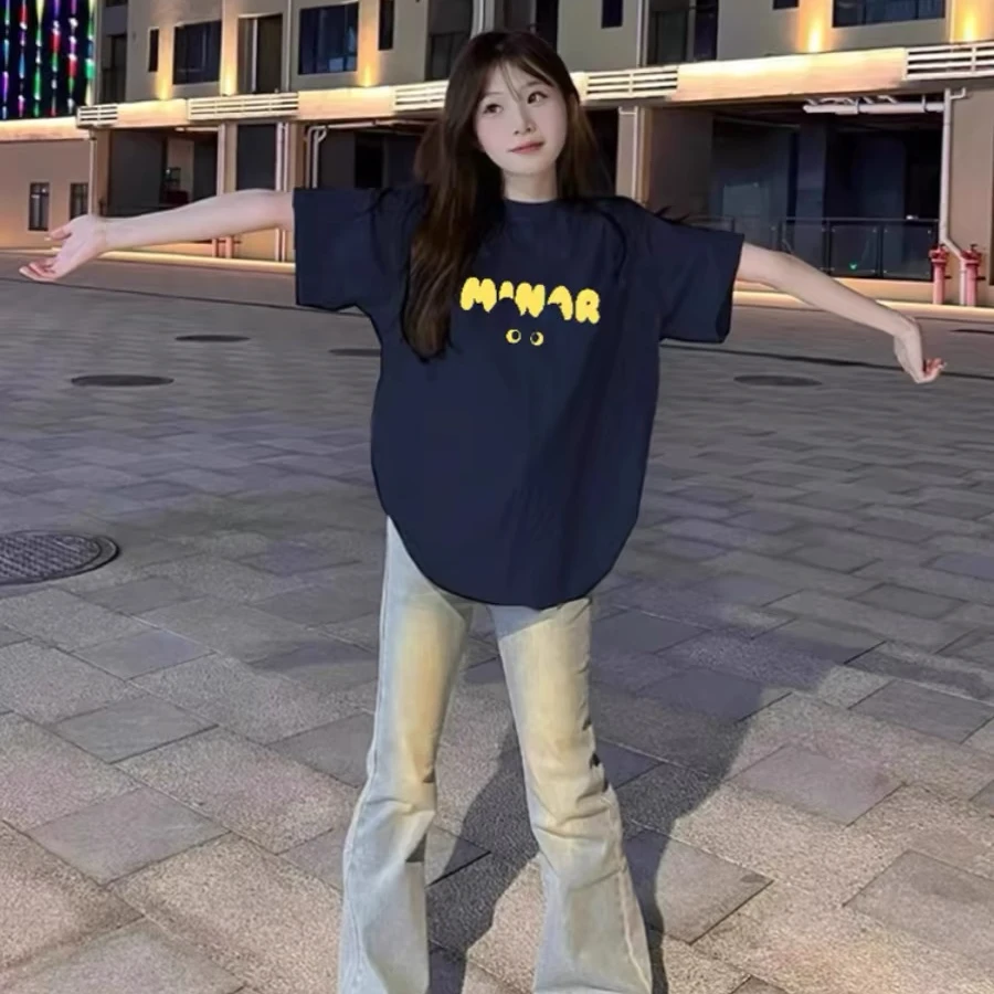 美式高街重磅短袖T恤女夏季2025新款宽松小众设计感潮牌情侣上衣