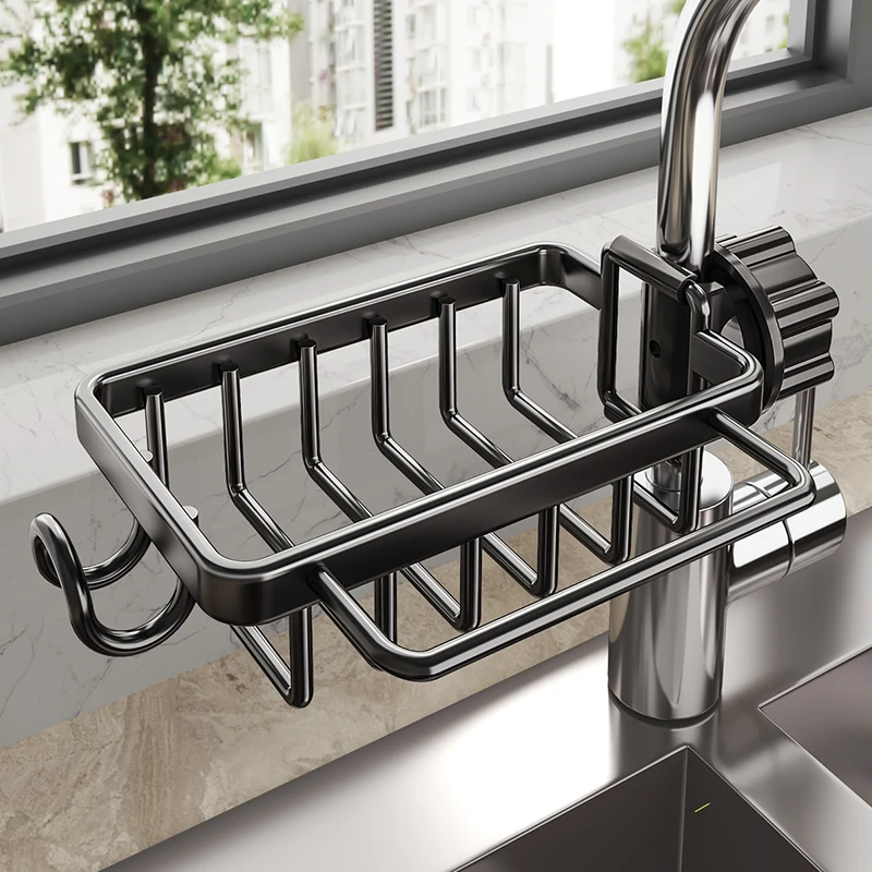 水龙头置物架海绵擦铁抹布水槽沥水挂篮厨房浴室免打孔收纳置物架