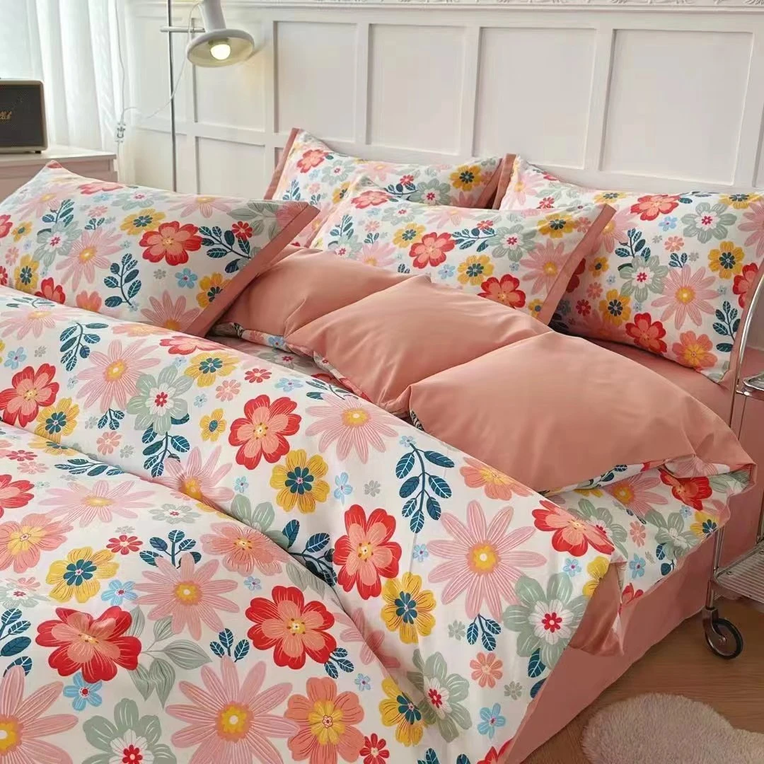 （粉色花海)双人人水洗棉麻夏凉被