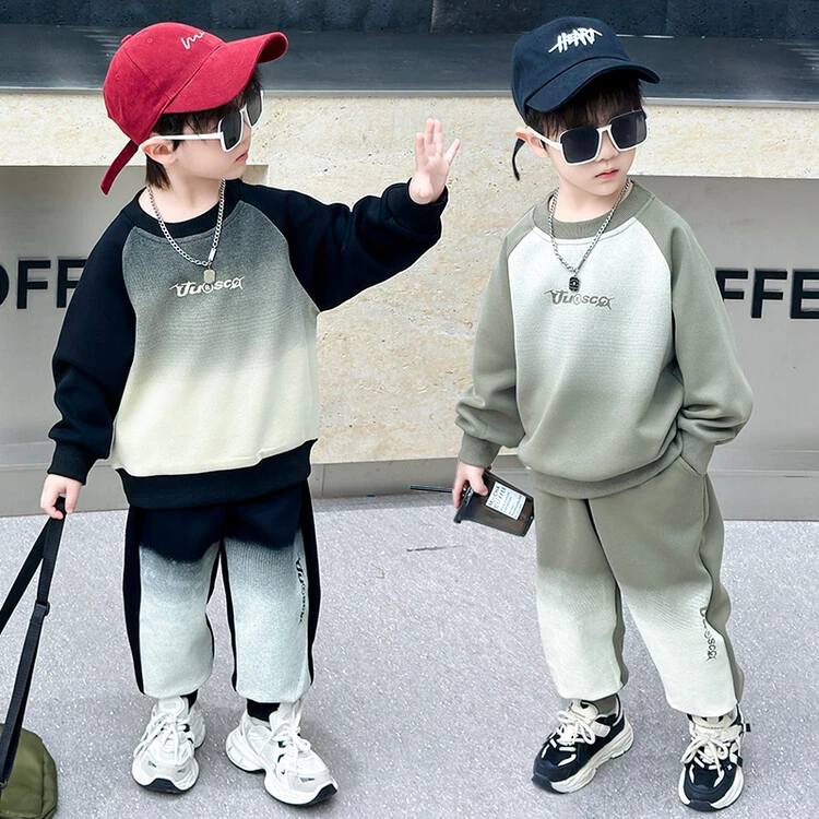 男小童套装卫衣童装男童洋气加绒中大童帅气时髦春秋款秋季新款爆