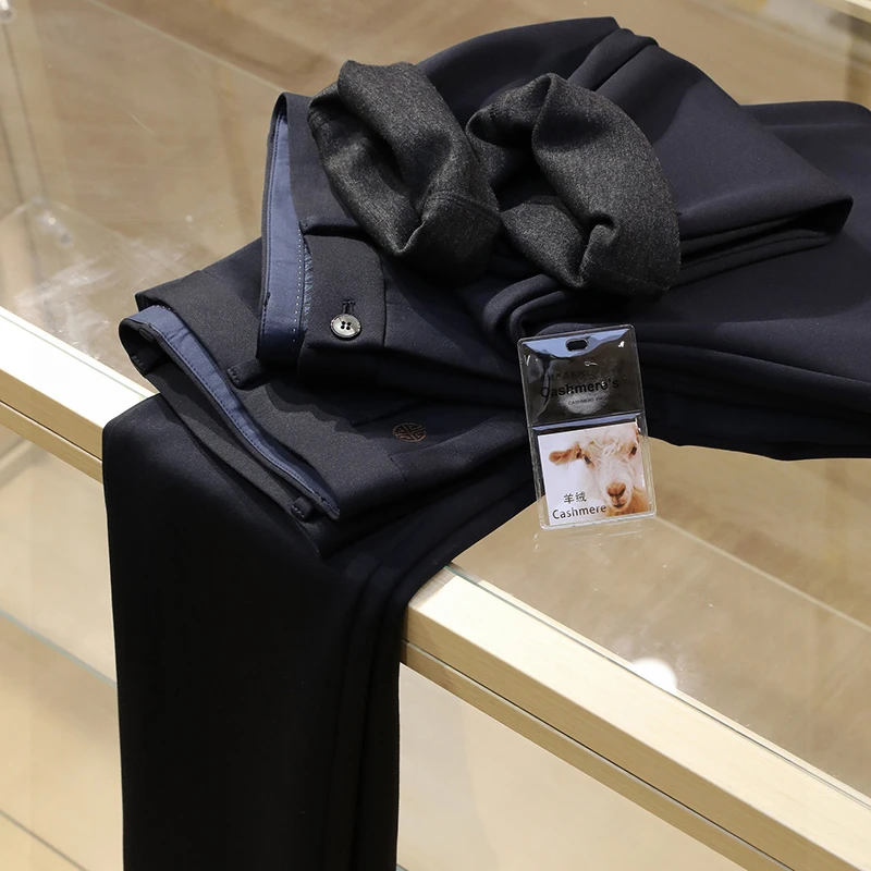 【241307006】升级羊*绒版 秋冬加厚保暖男士抗皱免烫商务休闲裤