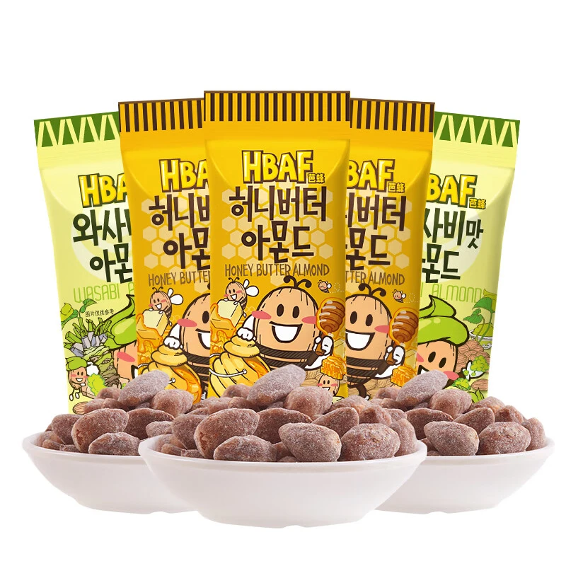 【到手6袋 共2个口味】韩国进口芭蜂蜂蜜黄油扁桃仁35g原汤姆农场