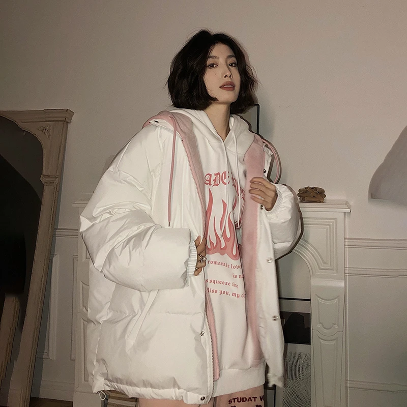 吵吵家拼接假两件棉衣棉服连帽时尚百搭外套14376