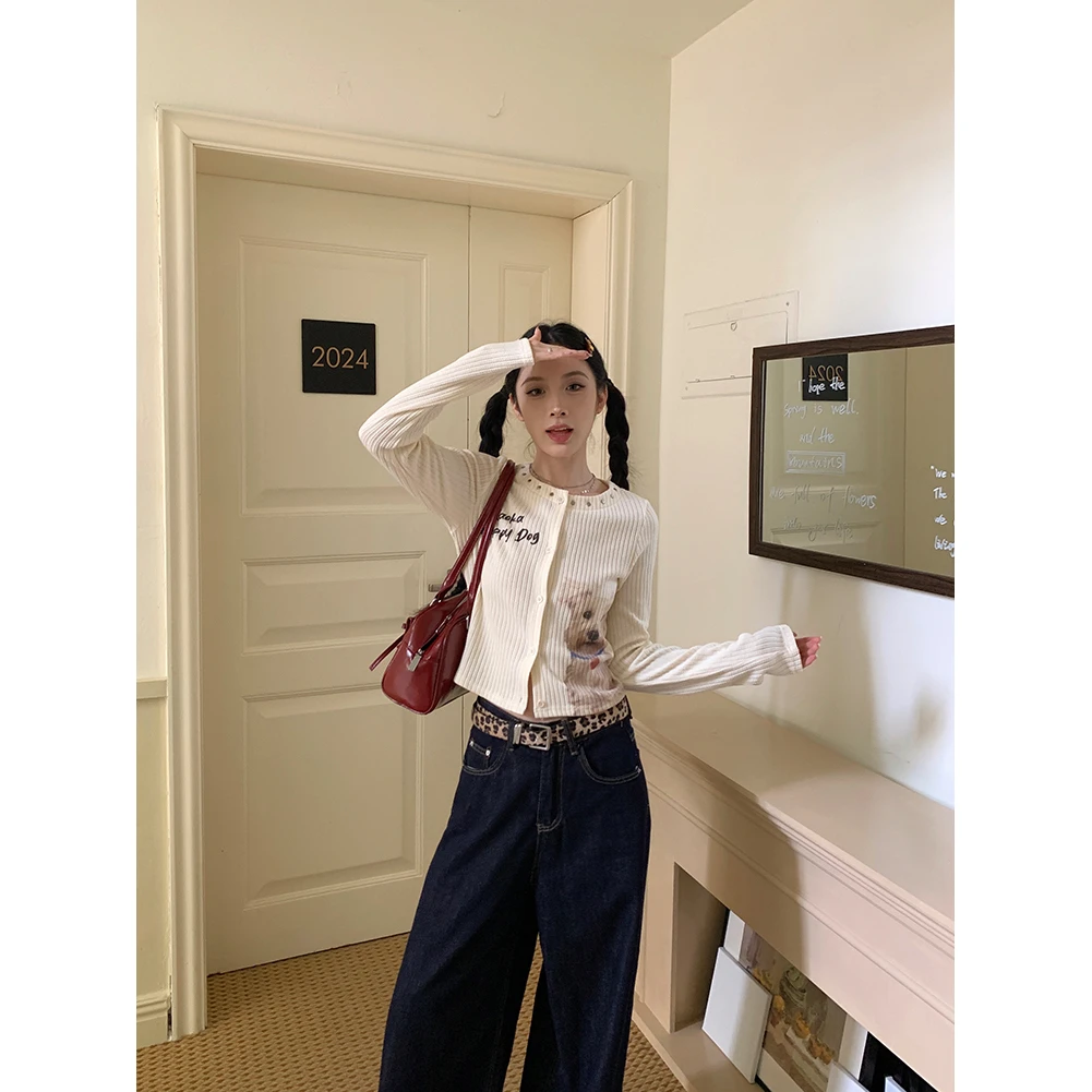 吵吵家长袖针织衫印花设计感小众41557