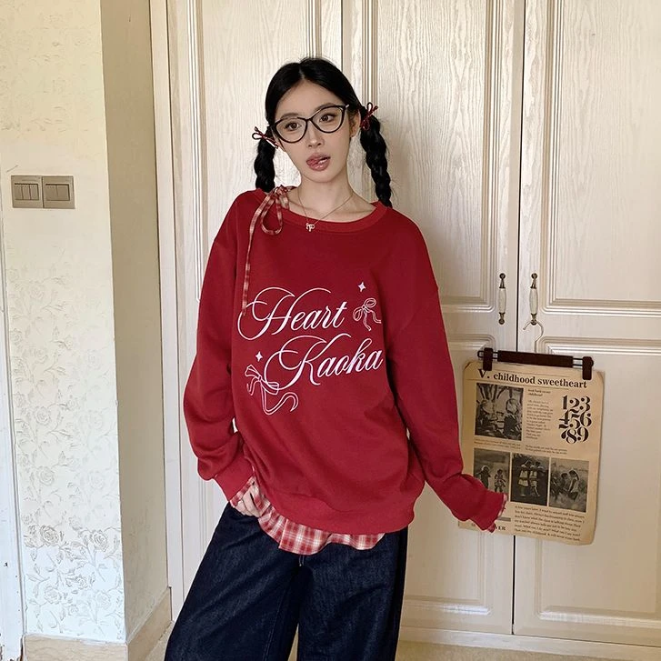 【清清专场】吵吵家卫衣女假两件刺绣设计感小众45470