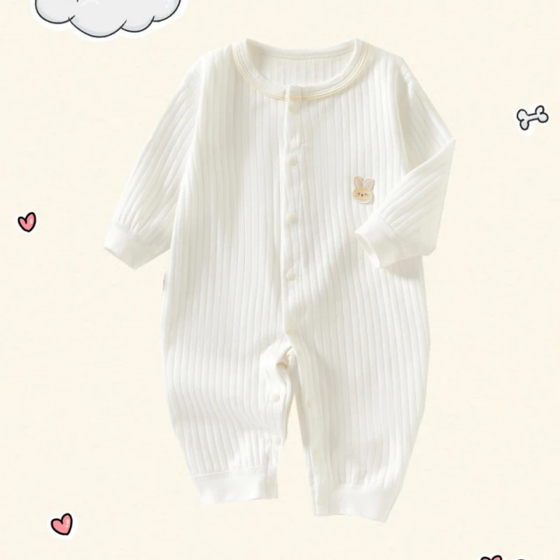 宝宝长袖薄款透气连体衣婴儿纯棉哈衣爬服夏季新生儿衣服0到3个月