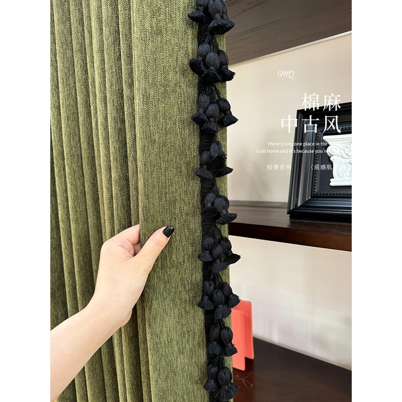 向往生活 法式棉麻中古风美式提花色织客厅阳台卧室窗帘