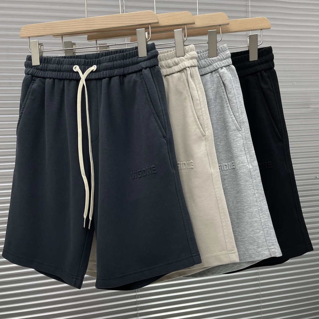 E816夏季新款男士短裤干印字母运动针织五分裤