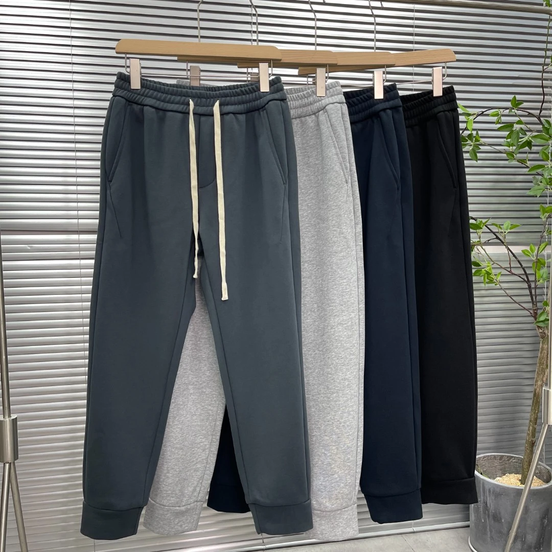 5536-1秋冬新款潮牌针织加厚加绒束脚男长裤