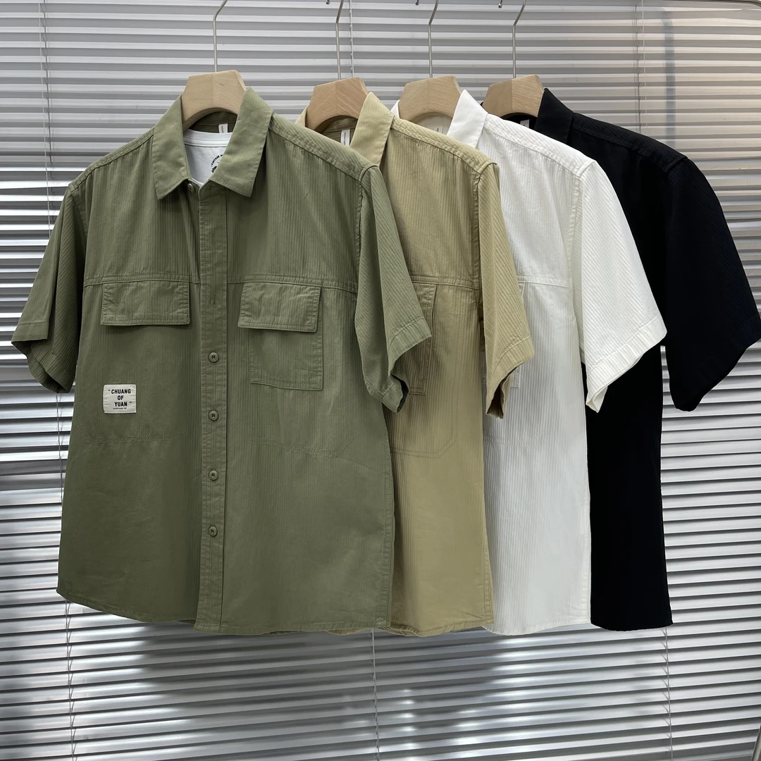 8659夏季新款工装行男士短袖衬衣
