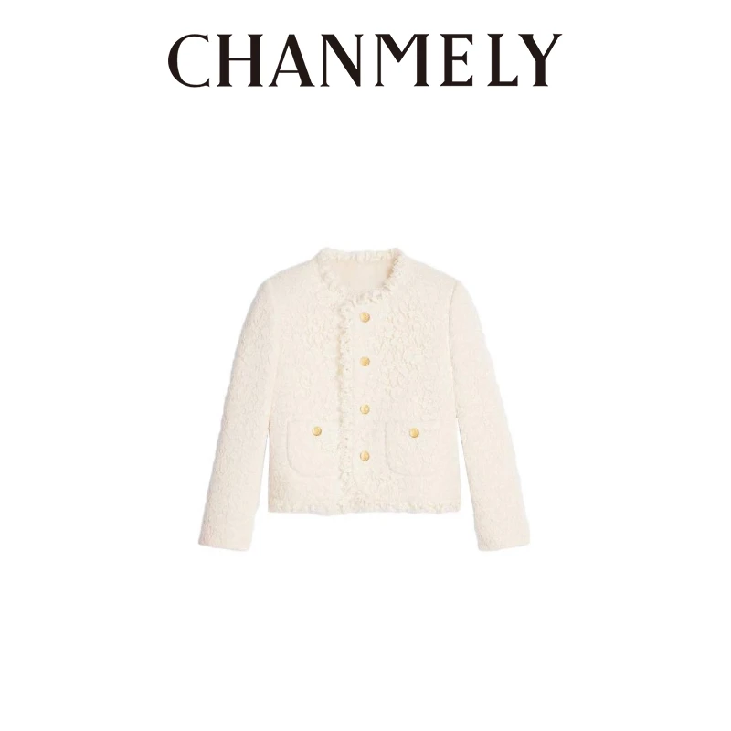【CHANMITY】‘’诗意优雅‘’简约大气蕾丝边重工外套023505