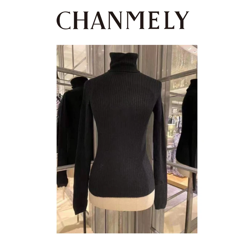 【CHANMITY】24/FW触感亲肤高领保暖初剪羊毛针织衫上衣0241513