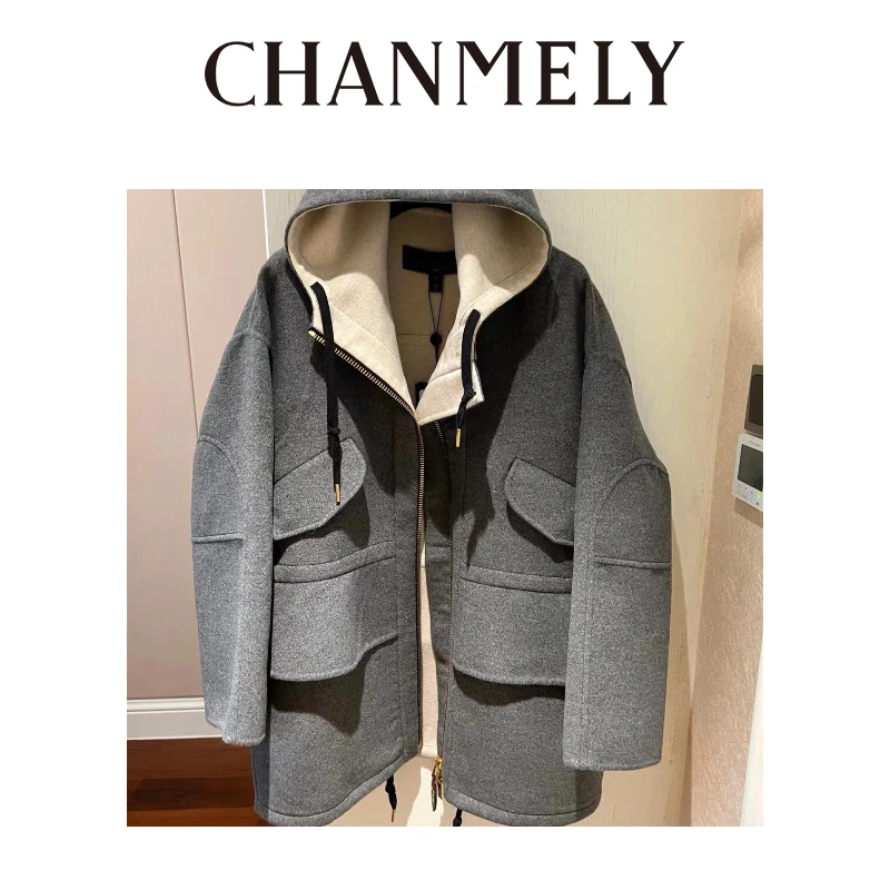 【CHANMITY】24/FW高级裁剪复古时尚羊绒大呢子外套0241025
