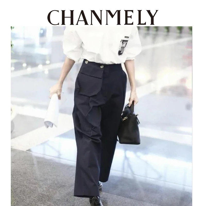 【CHANMITY】 24/FW口袋设计感时髦显瘦西装阔腿休闲裤  023973