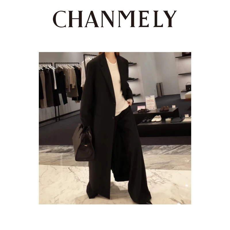 【CHANMITY】24/FWrow风高级时髦长款羊毛大衣外套 023600
