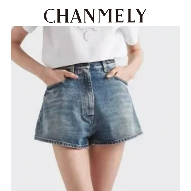 【CHANMITY】‘’复古回潮‘’时尚百搭显腿长牛仔短裤 023607