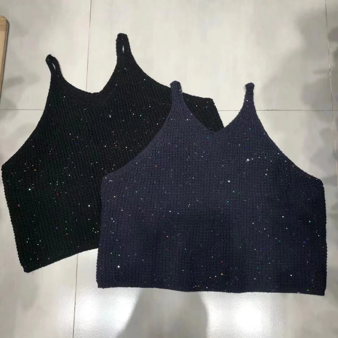 珠片毛衣背心 洋气遮肉 古