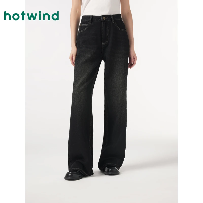 热风2024年秋季新款女士复古直筒牛仔裤F06W4306