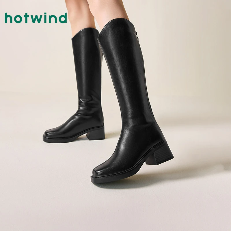 热风2024年冬季新款女士时尚休闲靴H85W4413