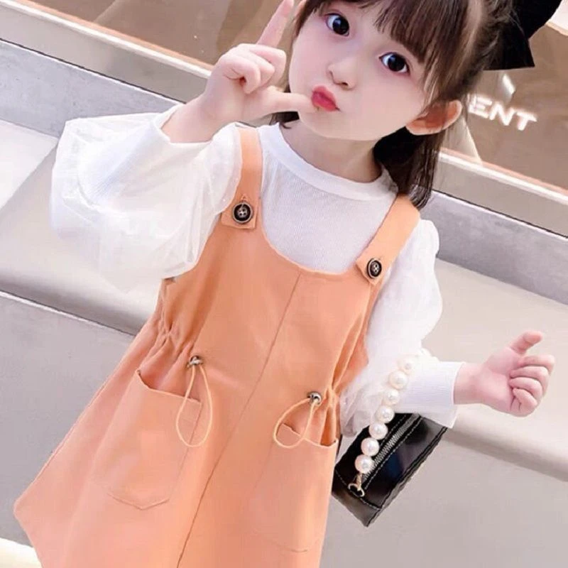 【热推爆款】女童时尚背带裙2024新款春秋儿童洋气小童春款韩版