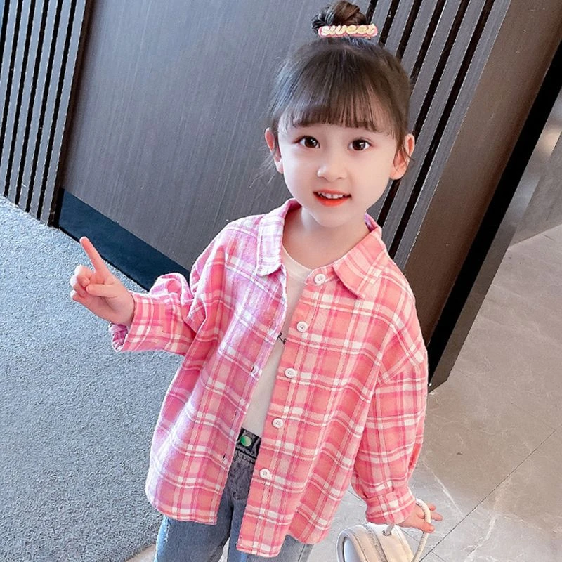 【热推爆款】女童格子衬衫春秋新款长袖洋气秋季宝宝中小儿童女宝