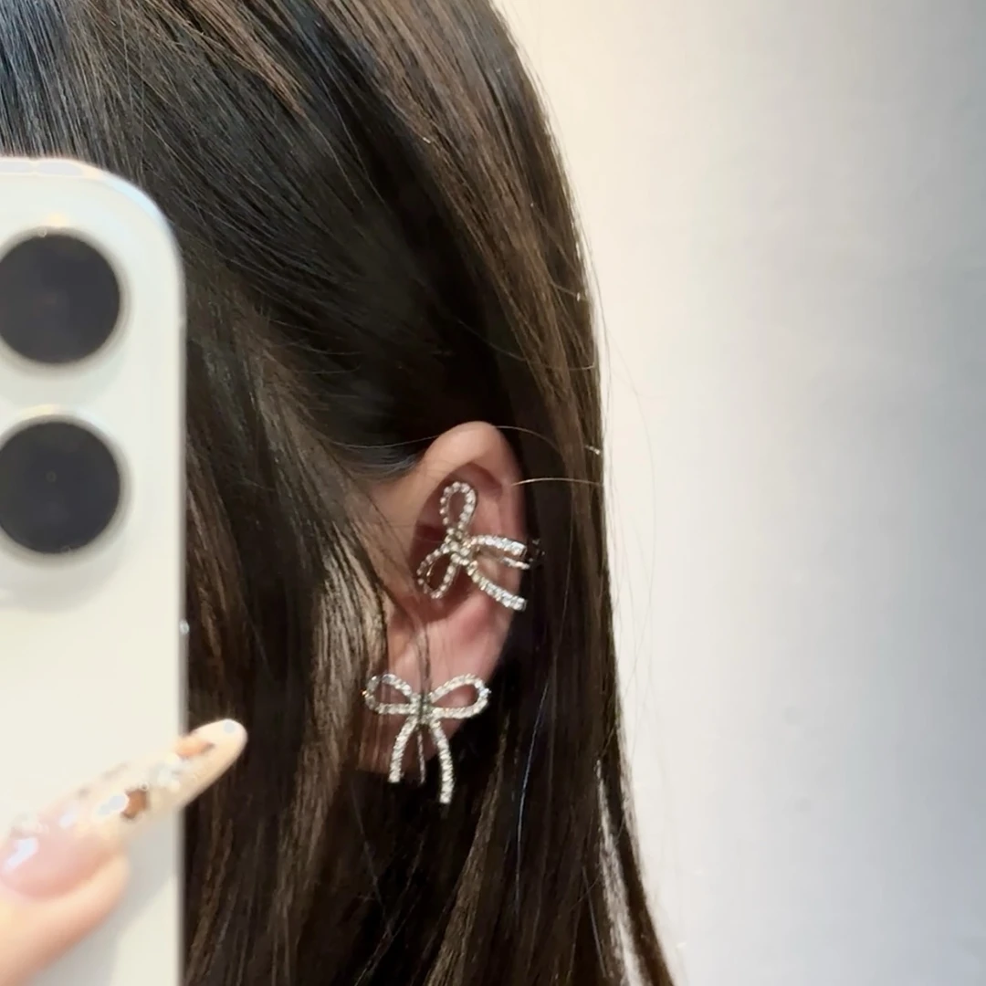 铜合金耳饰 ETE E1-18196新娘饰品 新款蝴蝶结百搭耳饰 耳夹款