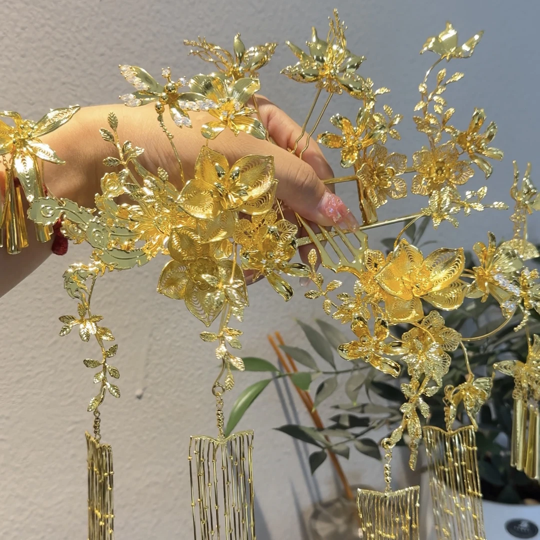 ETE ST2-11691新娘头饰 金色分体中式婚礼秀禾头饰