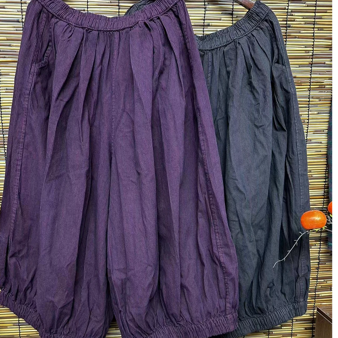 新款休闲时尚百搭条纹女士灯笼裤（裤长85腰围120）