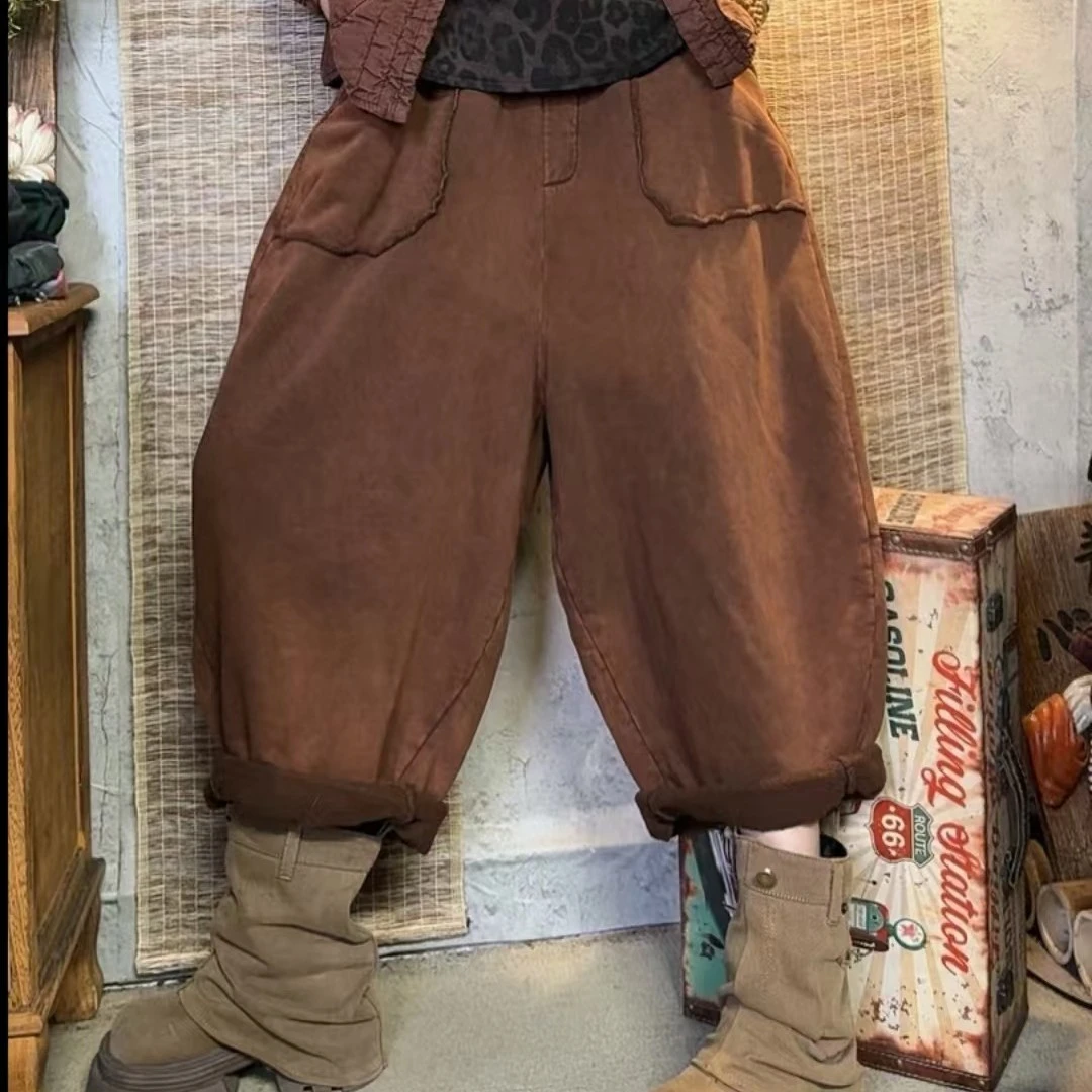 新款休闲宽松百搭加绒女士哈伦裤（裤长90臀围162）