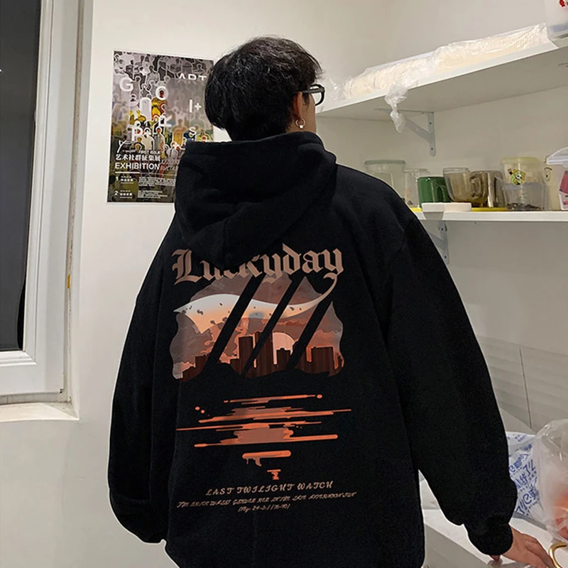 450g重磅卫衣oversize高街男春秋款加绒加厚连帽美式复古外套潮牌