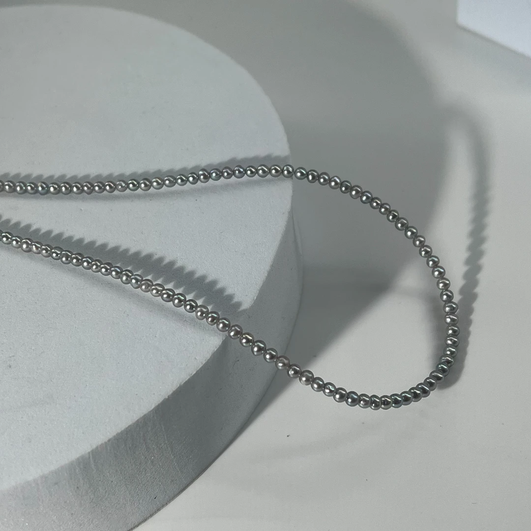 DFILA/蒂妃拉 坠链均925银 DM3011百搭真多麻色小米珠项链 3-4mm