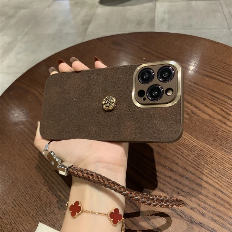 高级感山茶花适用苹果16Promax手机壳15手提13软12/14女iPhone17