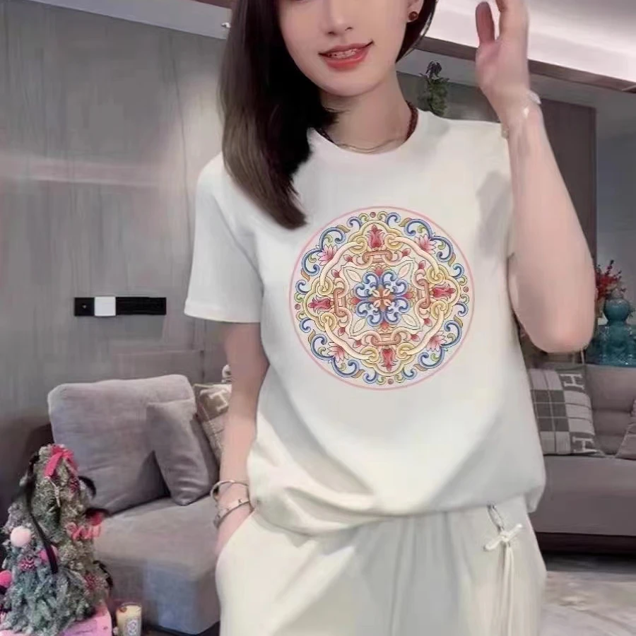 夏季洋气时尚折扣(谨慎下单）网红轻奢休闲百搭女士印花圆领