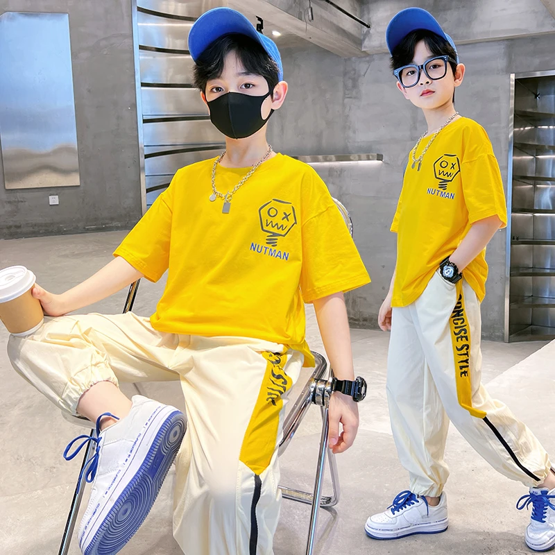 男童夏装套装时尚薄款长裤2025新款夏款中大童两件套儿童夏季衣服