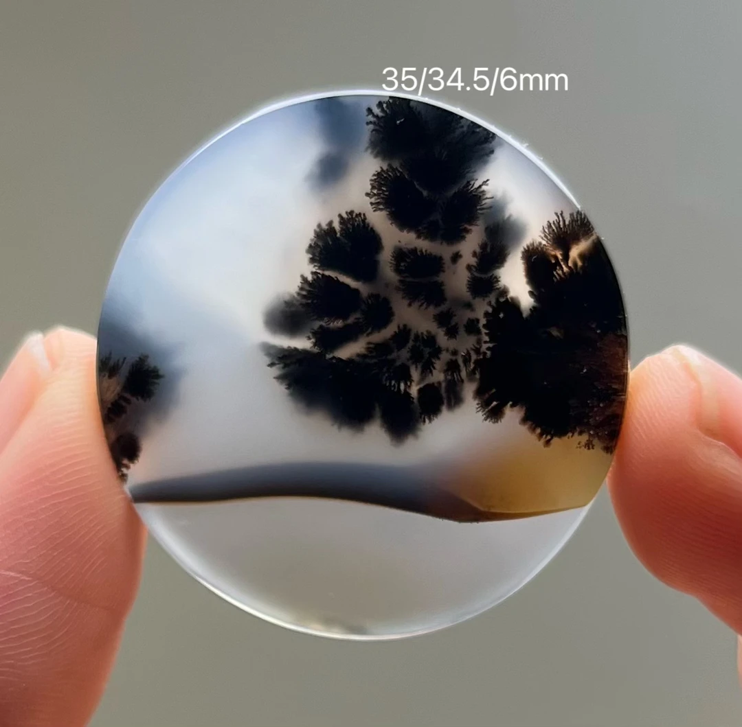 118海洋玉髓水墨风景吊坠手工抛光